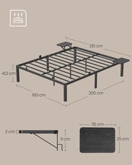 Sängynpohja Songmics, 190 x 140 x 41,3 cm, musta hinta ja tiedot | Sälepohjat | hobbyhall.fi