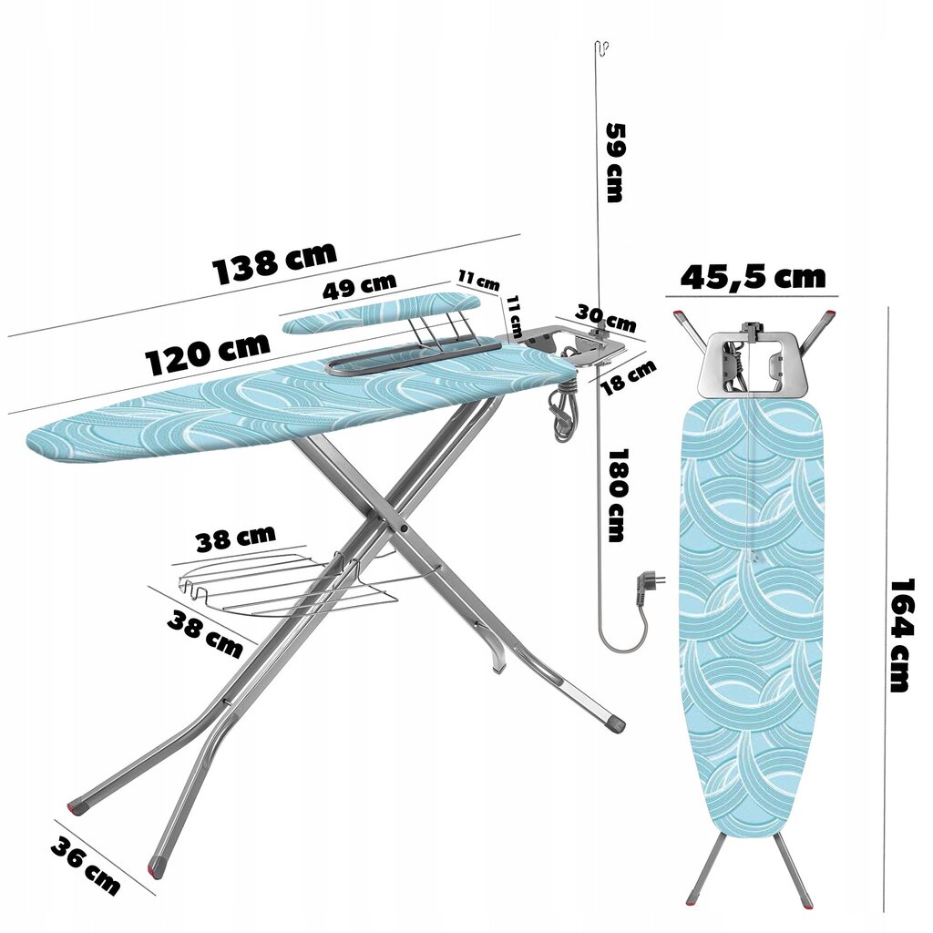 Silityslauta 120x38 cm leveä toppi, jossa kanta + täysi Kadax-holkki hinta ja tiedot | Silityslaudat | hobbyhall.fi