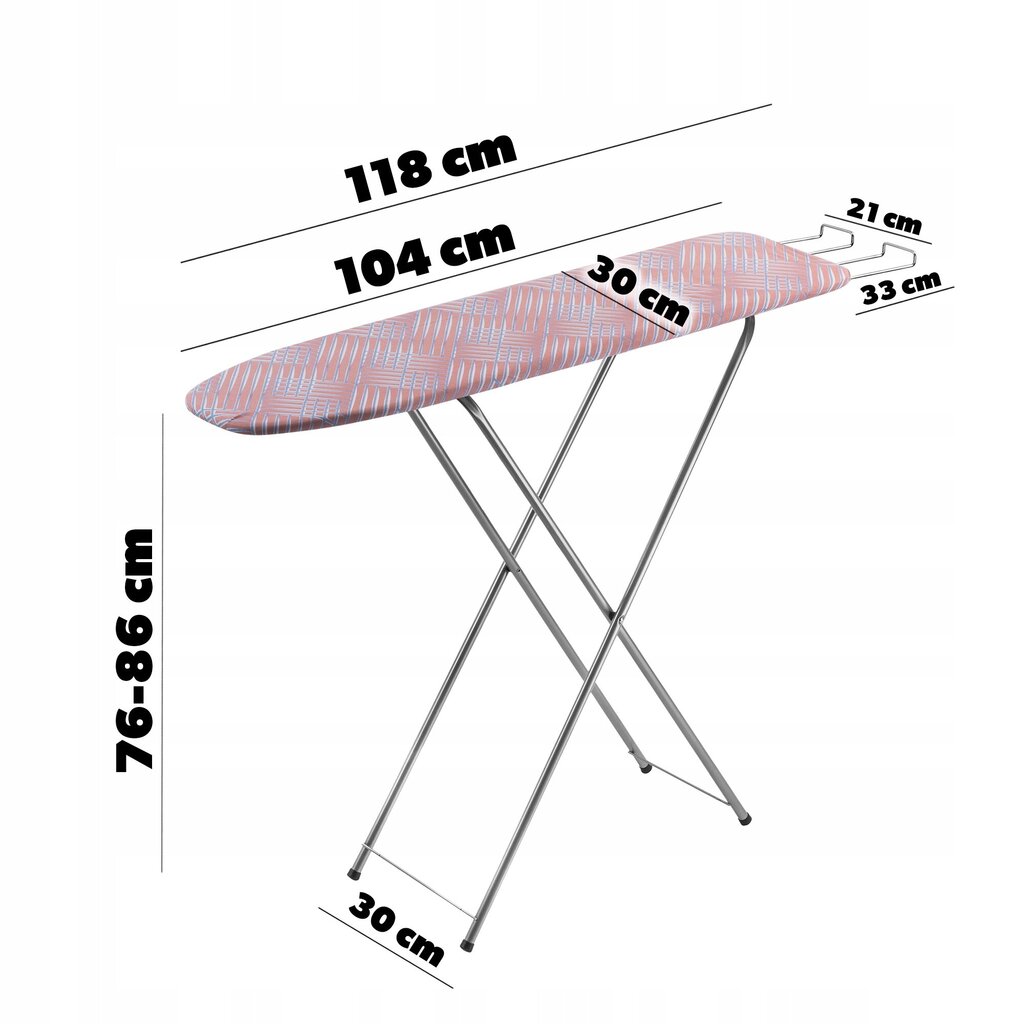 Taitettava silityslauta 104x30cm silitysraudan pidikkeellä Kevyt pieni hinta ja tiedot | Silityslaudat | hobbyhall.fi