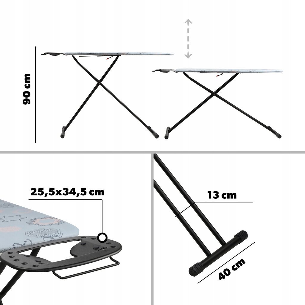 Kokoontaittuva silityslauta iso 120x38cm leveä vakio kahvalla hinta ja tiedot | Silityslaudat | hobbyhall.fi