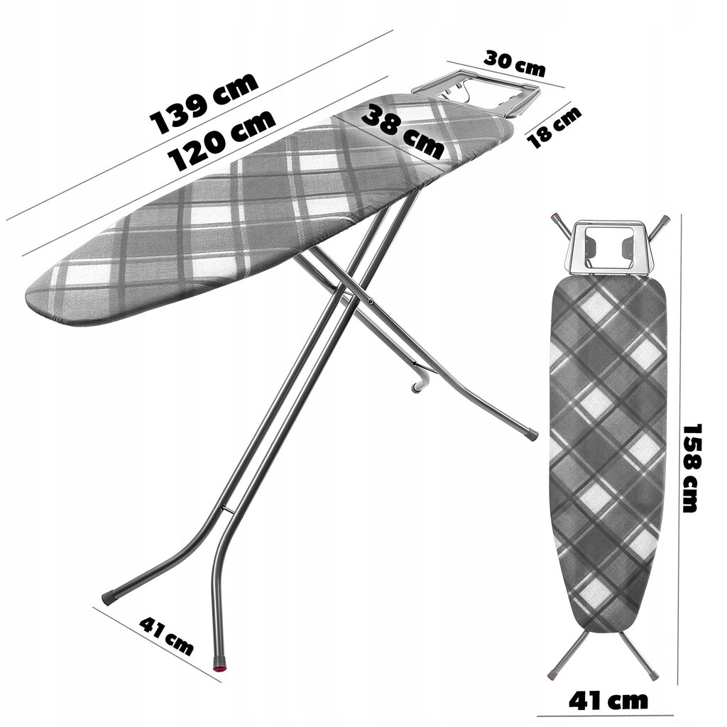 Silityslauta 120x38cm leveä, kokoontaitettava, silitysraudan pidikkeellä, kiinteä hinta ja tiedot | Silityslaudat | hobbyhall.fi