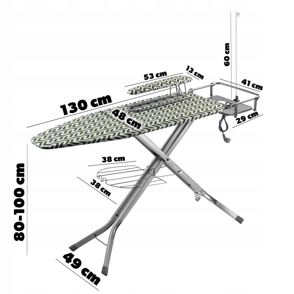 Iso kokonainen silityslauta 130x48cm silitysraudalla + Kadax-pyyhe hinta ja tiedot | Silityslaudat | hobbyhall.fi