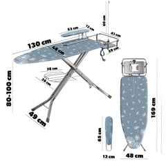 Kadax Suuri kokonainen silityslauta 130x48cm silitysraudan pidikkeellä + pyyhe hinta ja tiedot | Silityslaudat | hobbyhall.fi