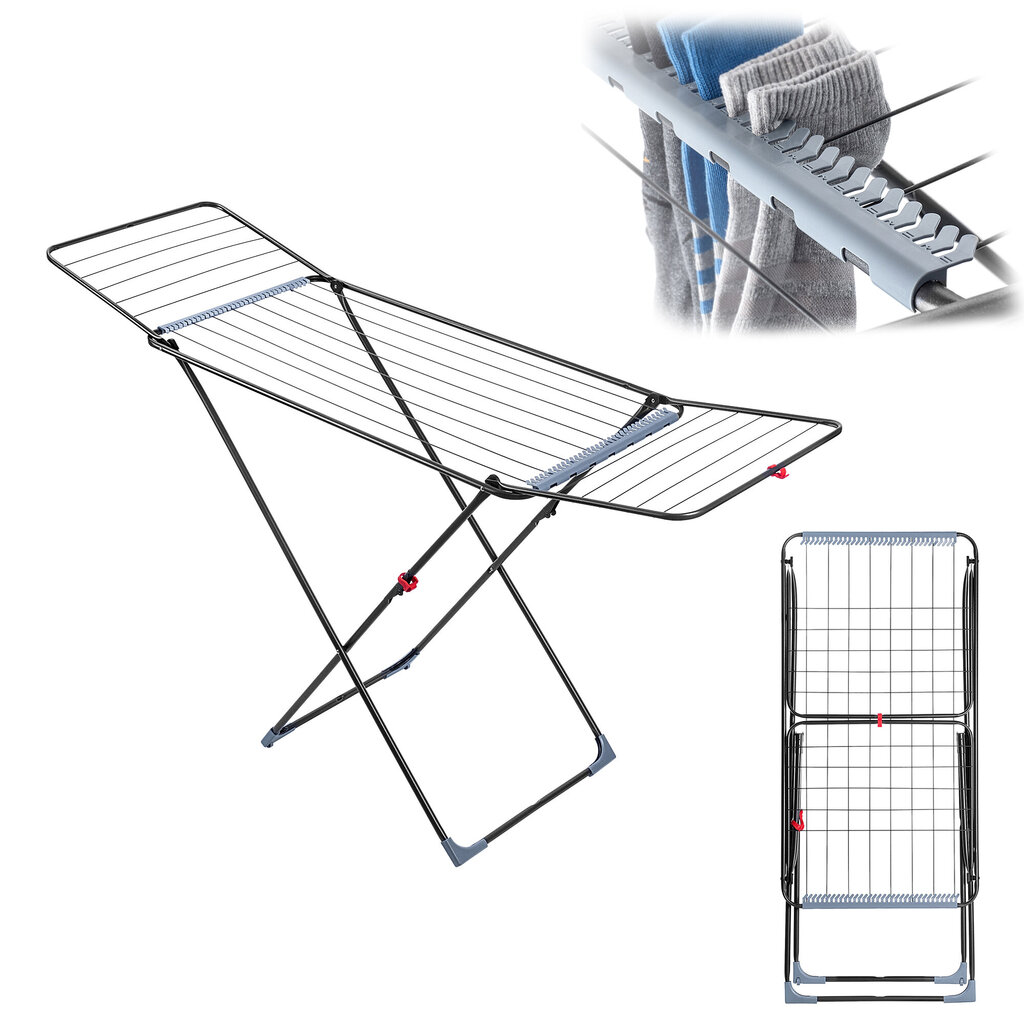 Pyykinkuivausteline, Seisova, Vakaa, 18 m, Vaatteille, Taitettava, Pyykinpesulle, Suuri hinta ja tiedot | Kuivaustelineet ja tarvikkeet | hobbyhall.fi