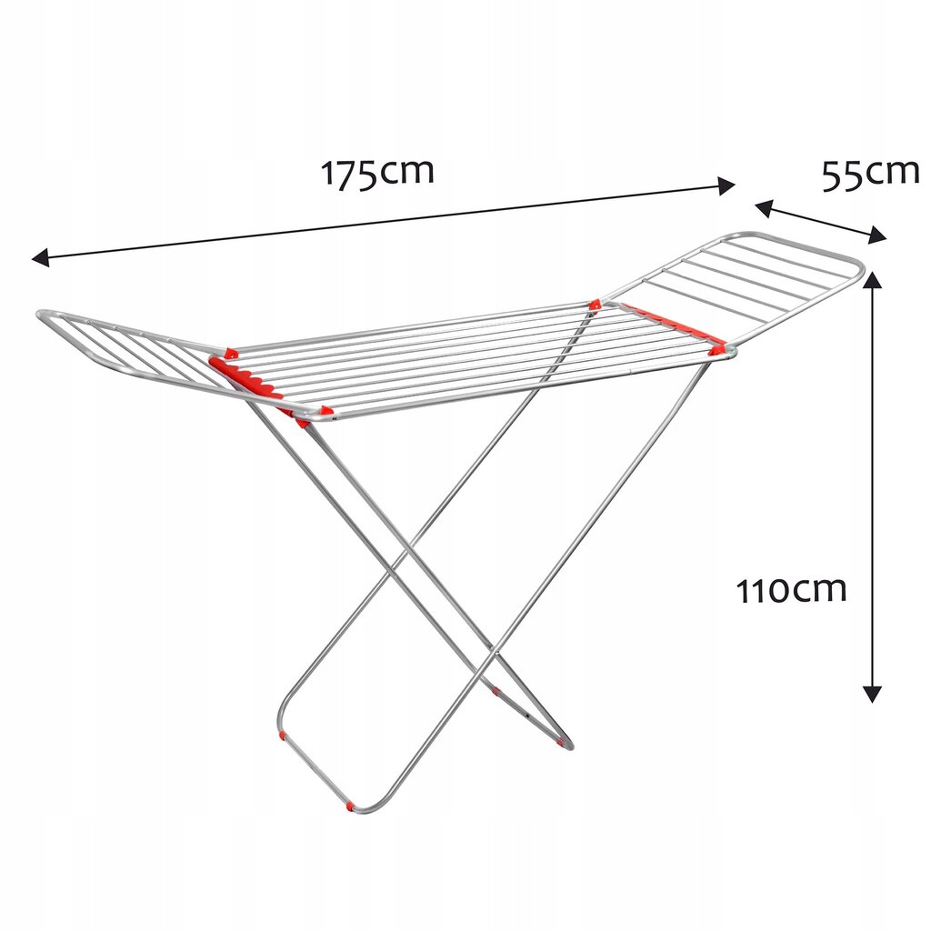 Pyykinkuivaaja Pysyvä vakaa 175 cm Vaatteille Taitettavat alusvaatteet Suuri hinta ja tiedot | Kuivaustelineet ja tarvikkeet | hobbyhall.fi
