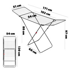 Kadax Pyykinkuivaaja Vaateteline Vaatteiden taitto Parveke Suuri 18M hinta ja tiedot | Kuivaustelineet ja tarvikkeet | hobbyhall.fi