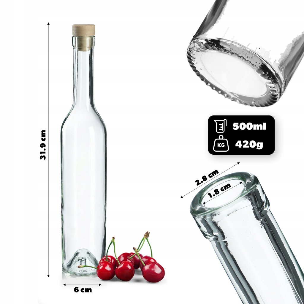 Pullo 500ml Tinktuura Viini Mehu + Cork Fi19 hinta ja tiedot | Keittiövälineet | hobbyhall.fi