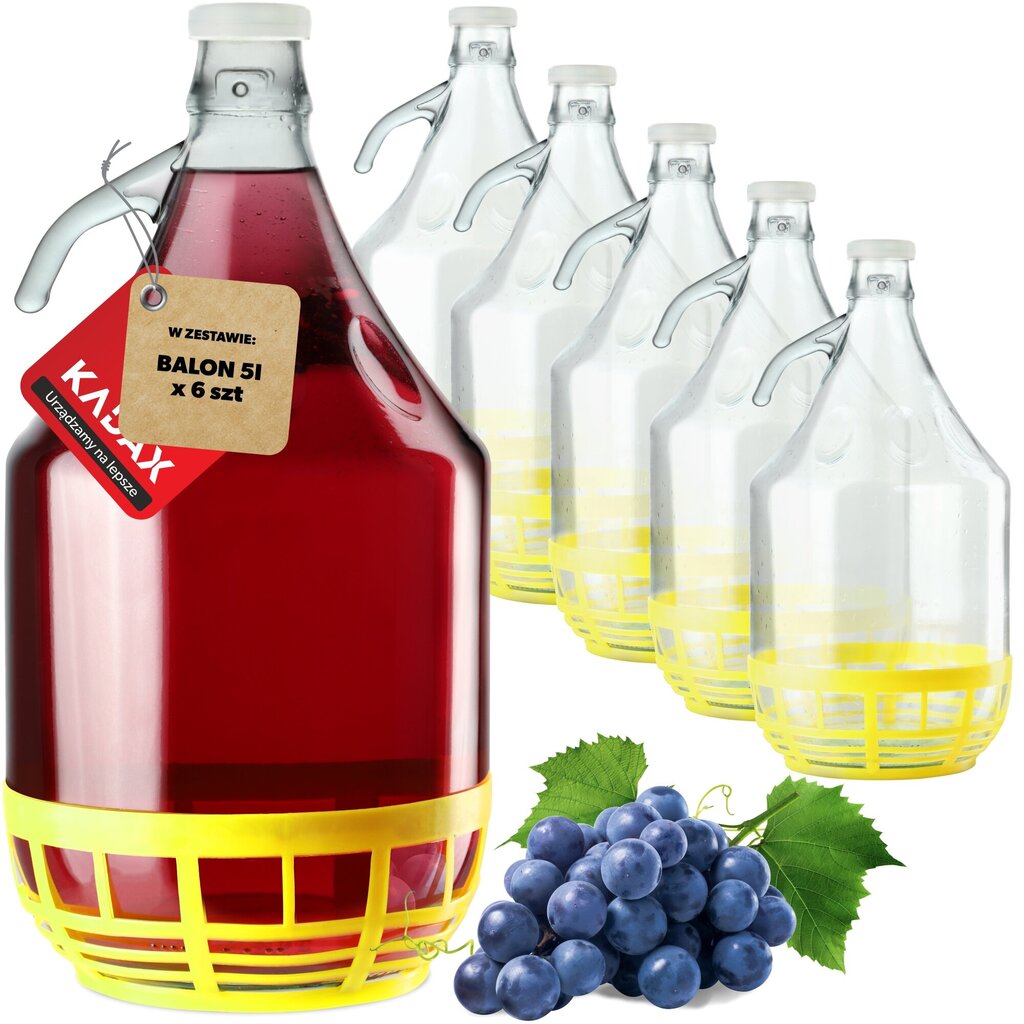 6x Wine Carboy 5L Balloon Lady In Basket -viinipullo + sulkeminen hinta ja tiedot | Keittiövälineet | hobbyhall.fi