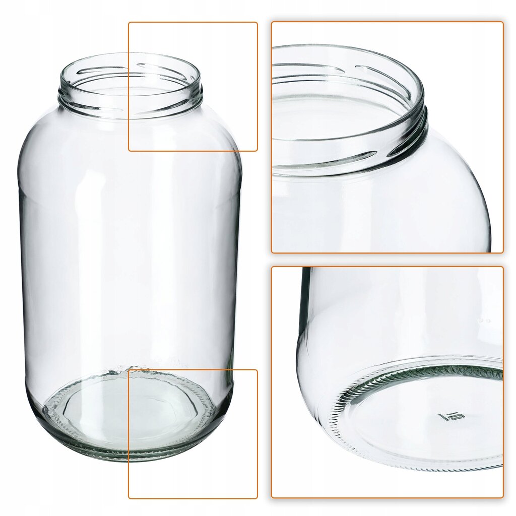 8x Jar Glass Jar 4L Purkit kurkkutinktuureille + Caps Fi100 hinta ja tiedot | Säilöntä | hobbyhall.fi