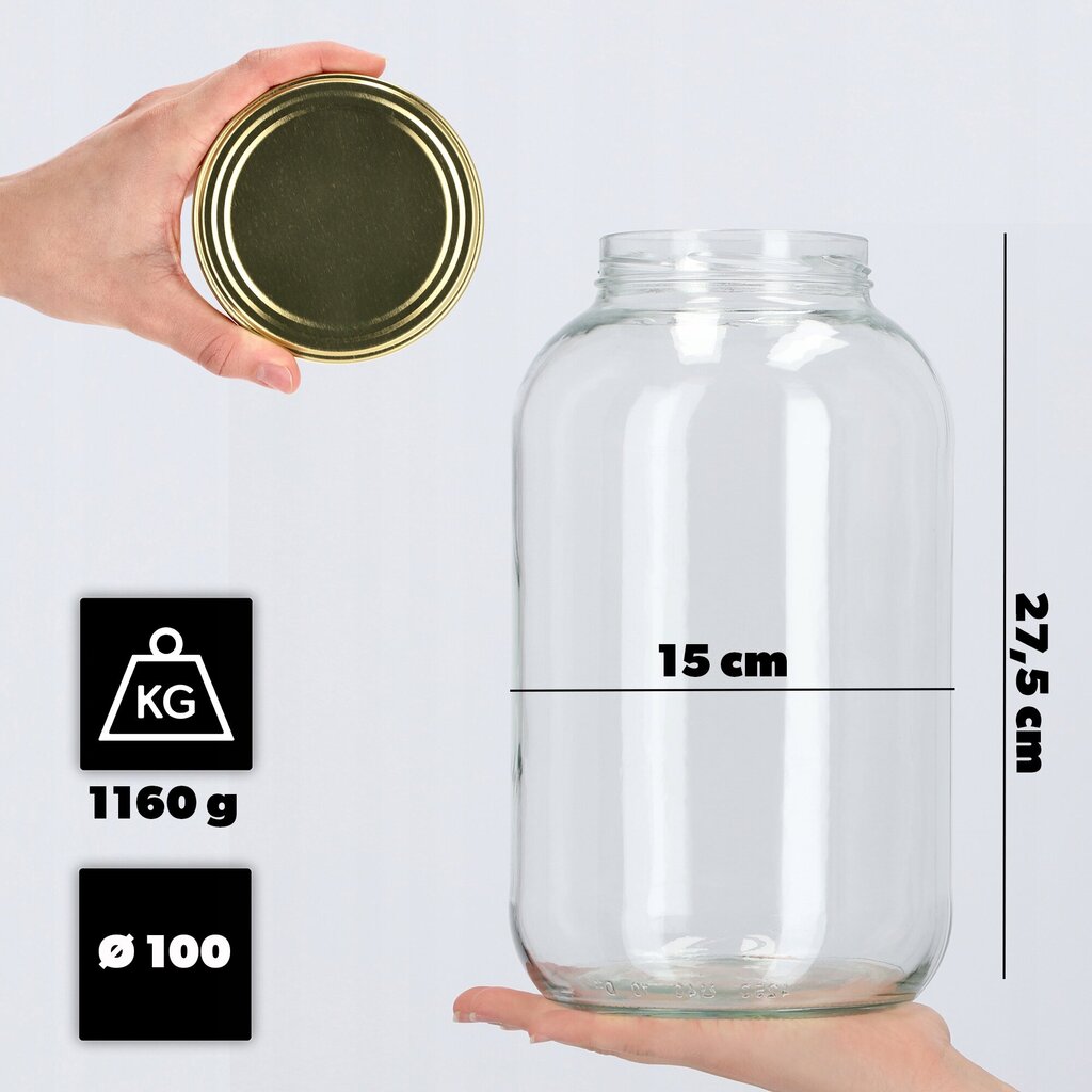 8x Jar Glass Jar 4L Purkit kurkkutinktuureille + Caps Fi100 hinta ja tiedot | Säilöntä | hobbyhall.fi