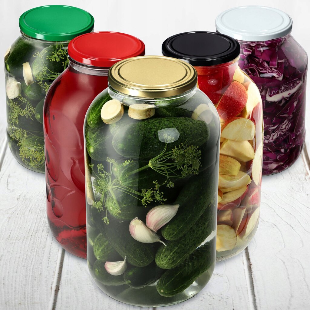 8x Jar Glass Jar 4L Purkit kurkkutinktuureille + Caps Fi100 hinta ja tiedot | Säilöntä | hobbyhall.fi