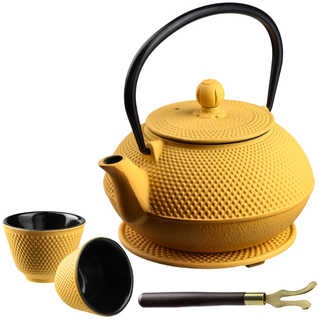 Herb Tea Infuser valurautainen teekannu 850 ml kannu + 2 keltaista kuppia hinta ja tiedot | Kahvipannut ja teekannut | hobbyhall.fi