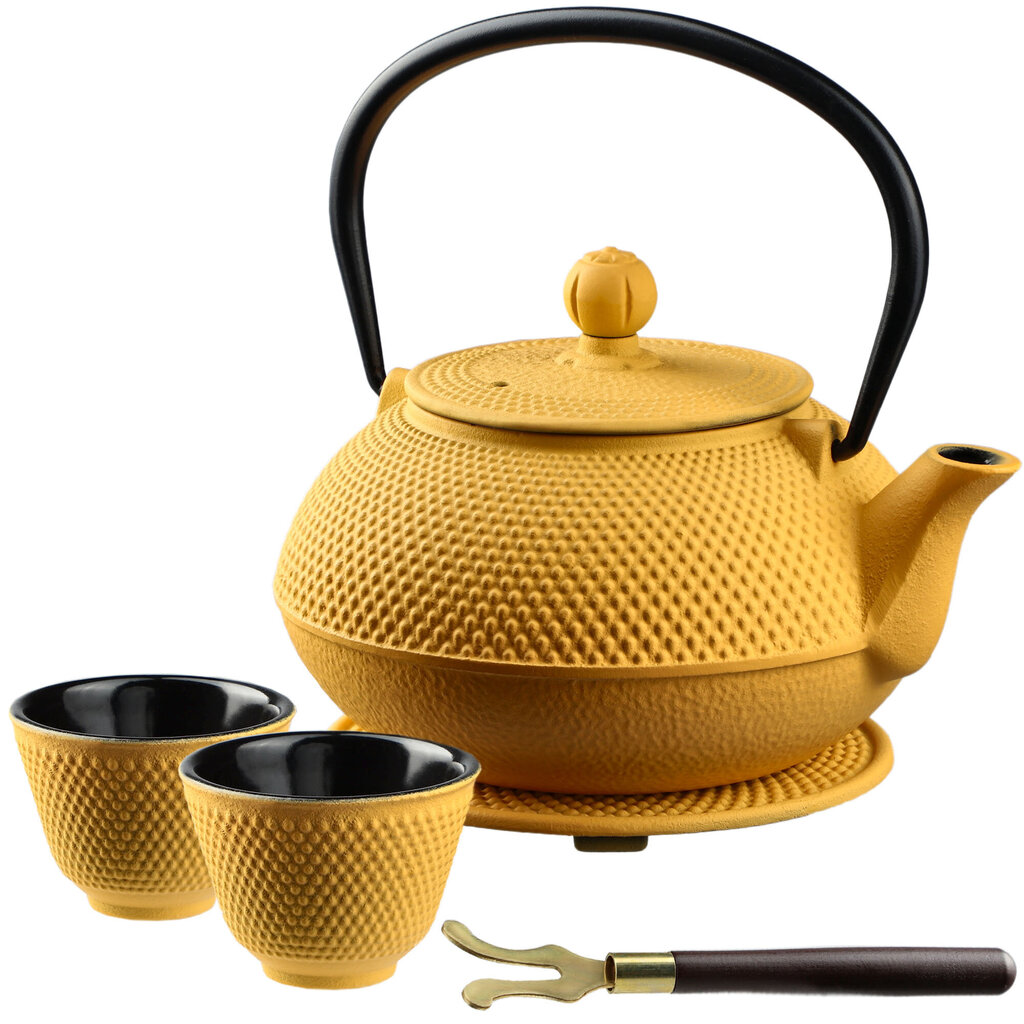 Herb Tea Infuser valurautainen teekannu 850 ml kannu + 2 keltaista kuppia hinta ja tiedot | Kahvipannut ja teekannut | hobbyhall.fi