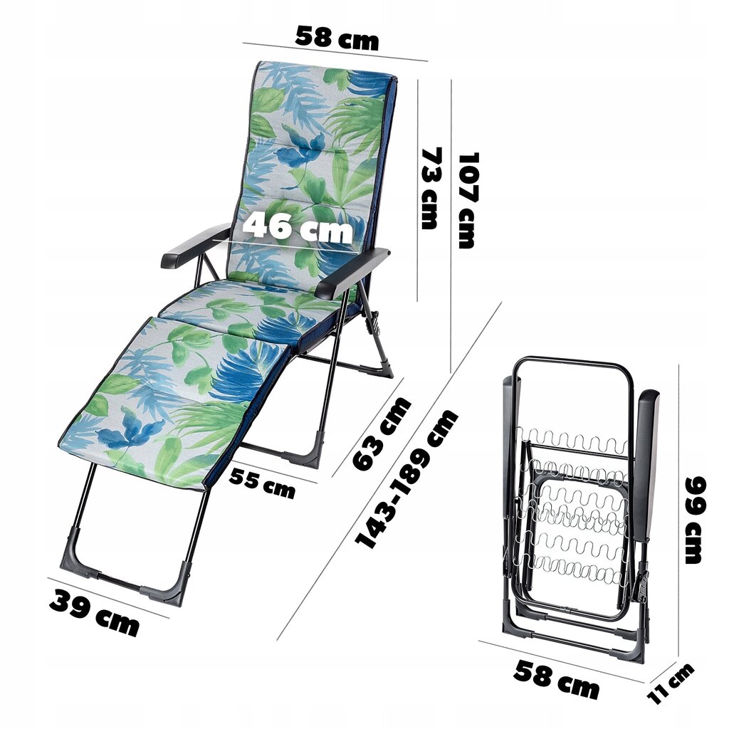 Deckchair Garden Beach Chair 2in1 hinta ja tiedot | Aurinkotuolit | hobbyhall.fi