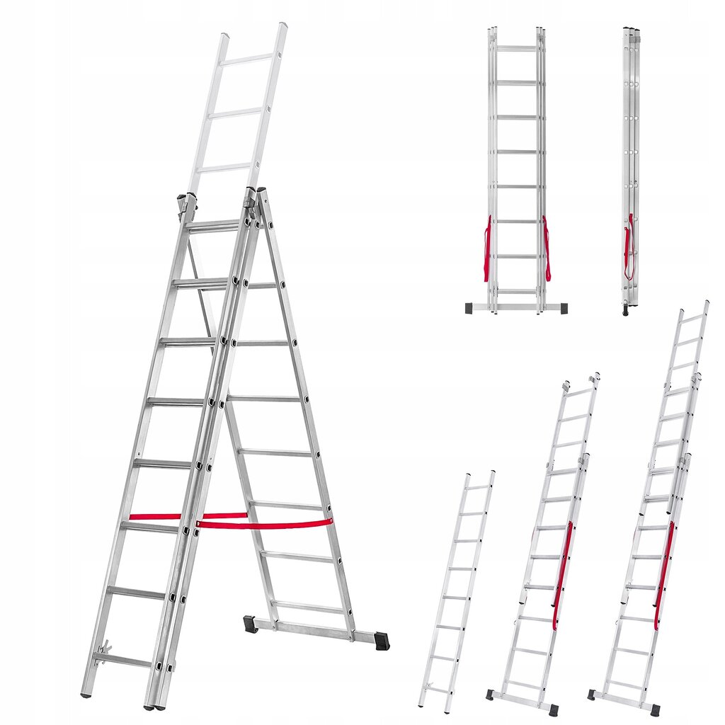 Alumiiniset monitoimitikkaat 3x8 askelmaa 150 kg kallistuva hinta ja tiedot | Tikkaat | hobbyhall.fi