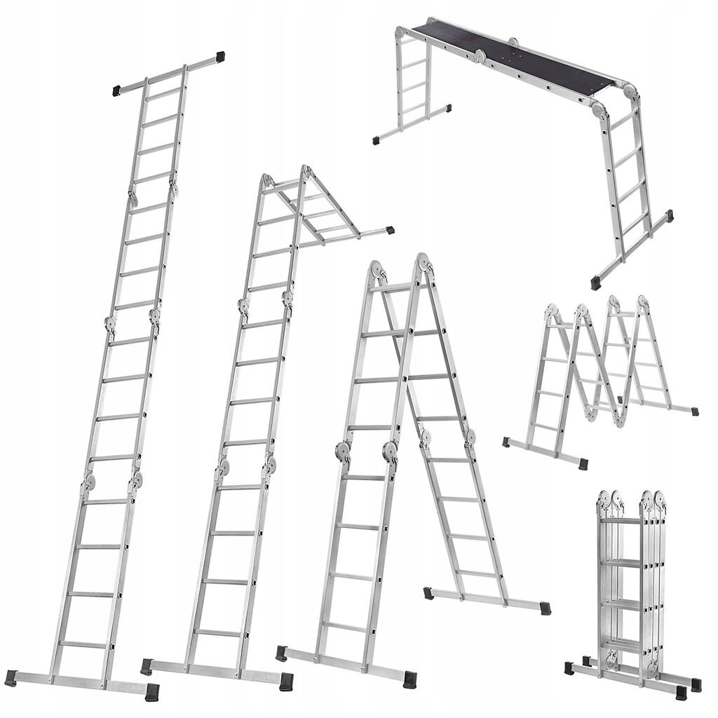 Alumiiniset tikkaat monitoimiset 4x4 nivelletty vahva + alusta 150kg hinta ja tiedot | Tikkaat | hobbyhall.fi