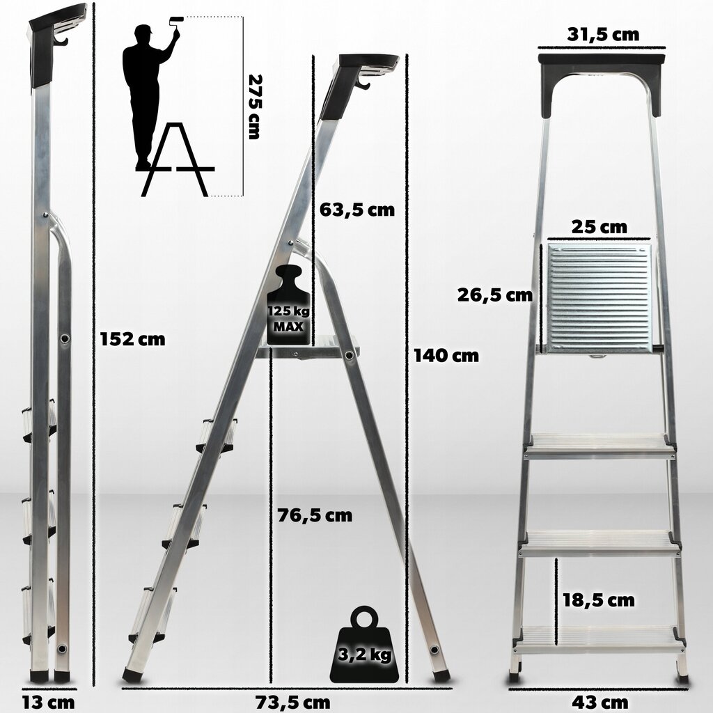 Alumiiniset tikkaat 125kg hinta ja tiedot | Tikkaat | hobbyhall.fi