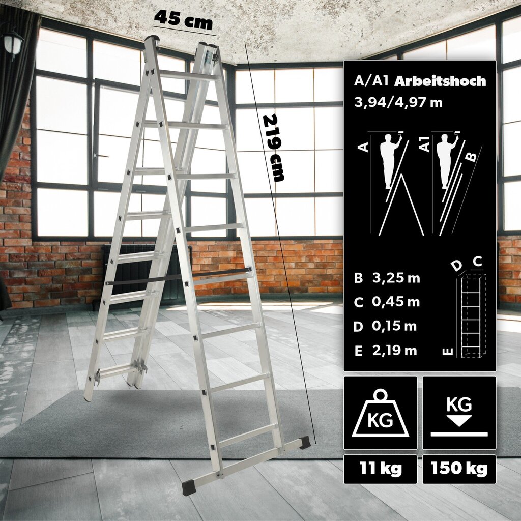 Alumiinitikkaat, yleiskäyttöiset, 3x8, taitettavat, kaksipuoliset, vahvat, + koukku hinta ja tiedot | Tikkaat | hobbyhall.fi