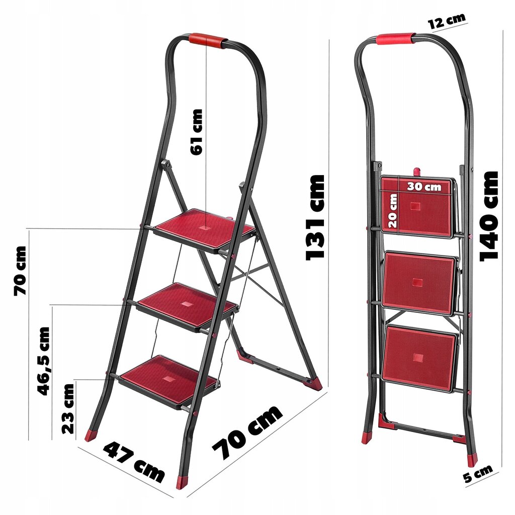 Kotitaloustikkaat 3-vaiheiset taitettavat terästikkaat 150 kg kiinteä hinta ja tiedot | Tikkaat | hobbyhall.fi