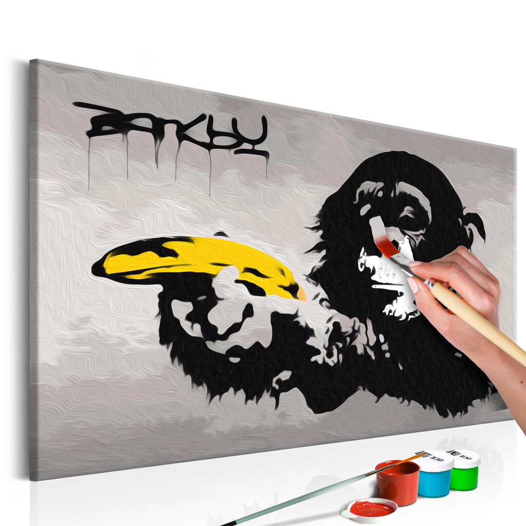 DIY kangas maalaus - Monkey (Banksy Street Art Graffiti) 60x40 hinta ja tiedot | Maalaa numeroiden mukaan | hobbyhall.fi