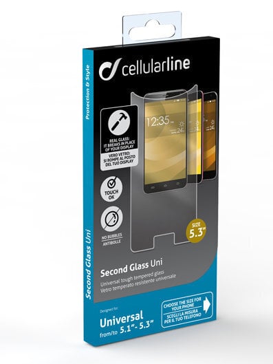 Cellularline TEMPGLASBUNI53 matkapuhelin 5.1-5.3 univeraalinen näytönsuoja hinta ja tiedot | Näytönsuojakalvot ja -lasit | hobbyhall.fi