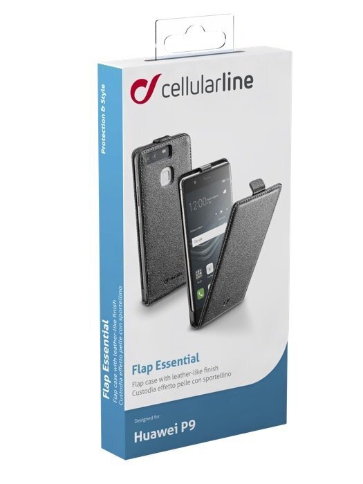 Huawei Ascend P9 case Flap Essential by Cellular Black hinta ja tiedot | Puhelimen kuoret ja kotelot | hobbyhall.fi