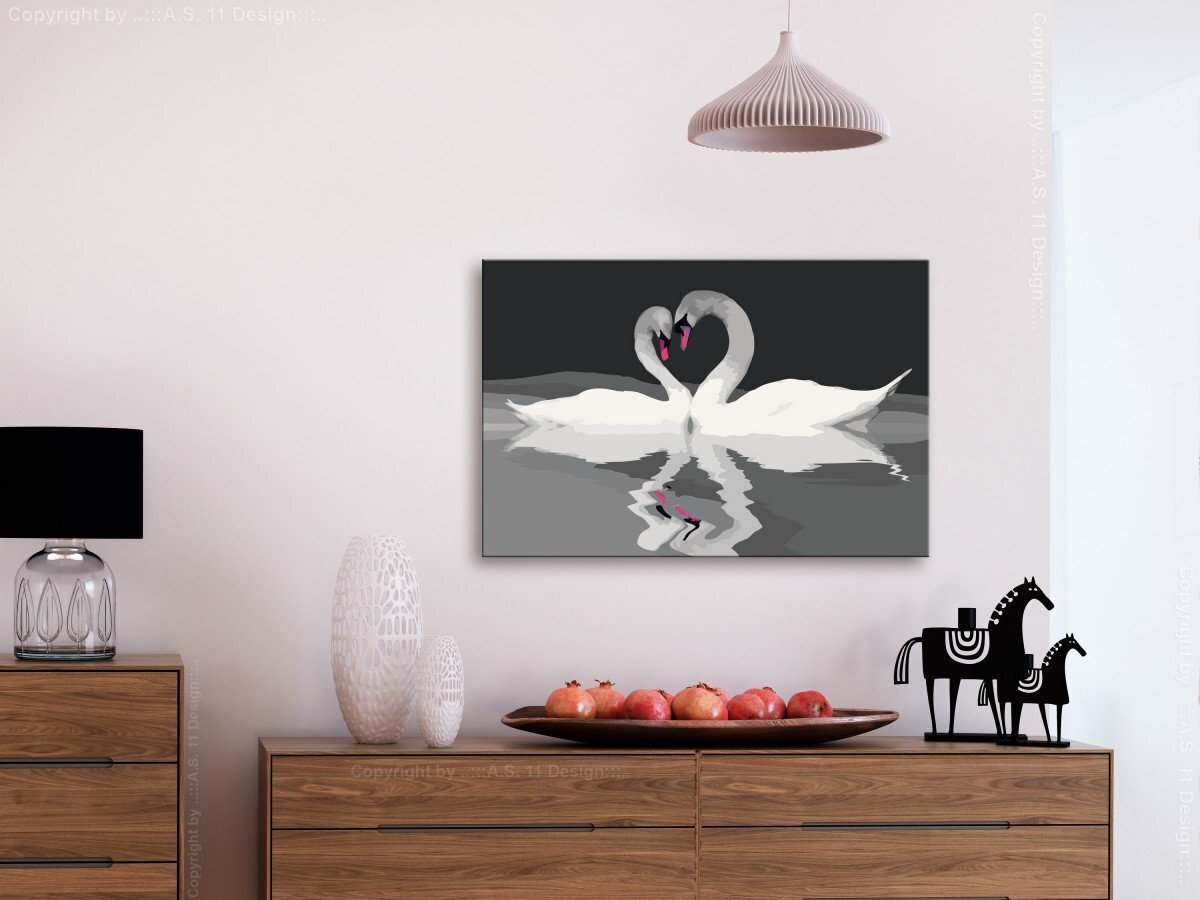 DIY kangas maalaus - Swan Couple 60x40 hinta ja tiedot | Maalaa numeroiden mukaan | hobbyhall.fi