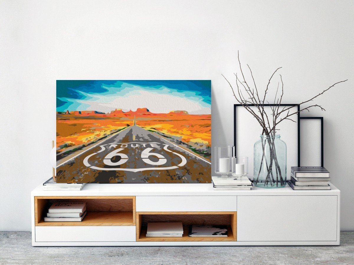 DIY kangas maalaus - Route 66, 60x40 hinta ja tiedot | Maalaa numeroiden mukaan | hobbyhall.fi