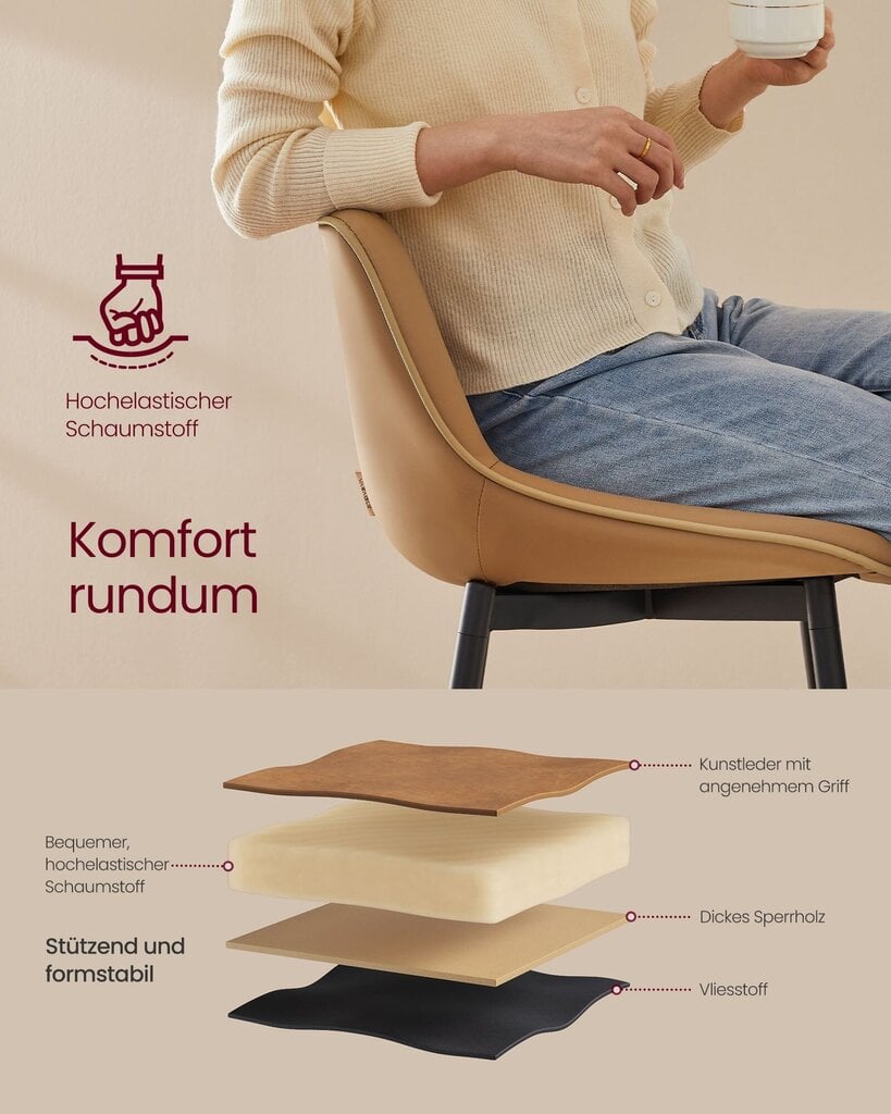 Baarijakkara Songmics, 49,5x50x87,5 cm, ruskea hinta ja tiedot | Ruokapöydän tuolit | hobbyhall.fi