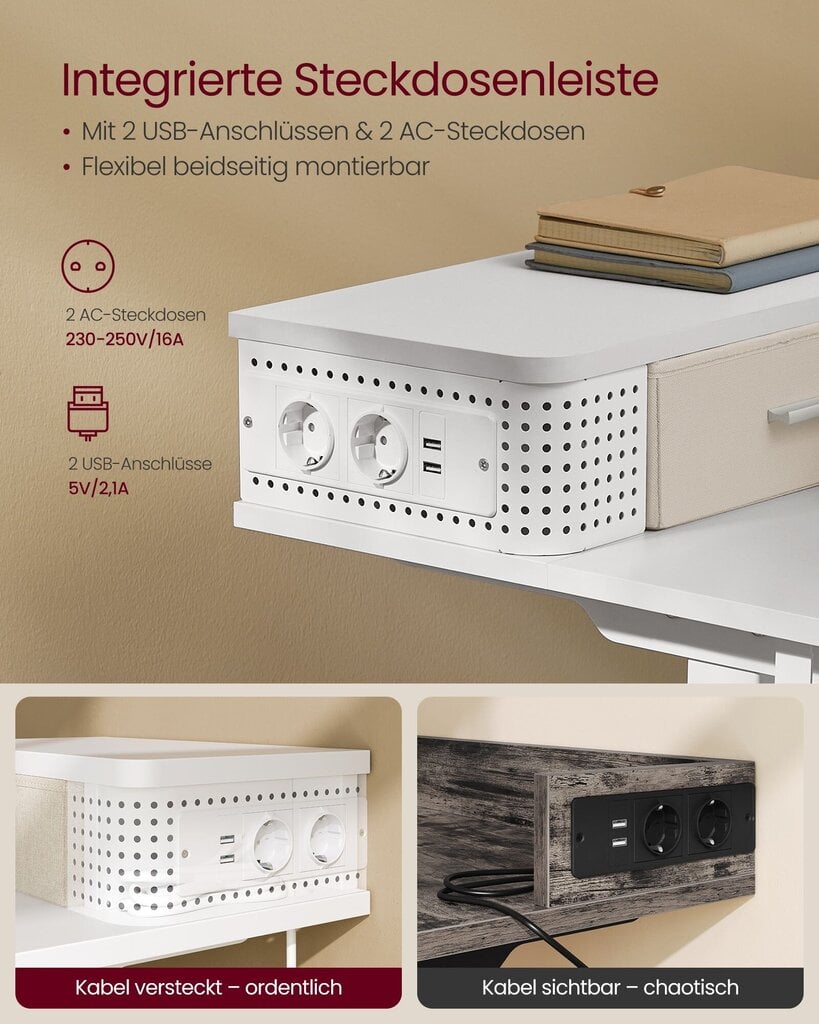 Työpöytä Songmics, 120x60x120 cm, valkoinen hinta ja tiedot | Tietokonepöydät ja työpöydät | hobbyhall.fi
