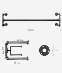 Songmics HSR64BK-02 teollinen vaateteline hinta ja tiedot | Naulakot | hobbyhall.fi