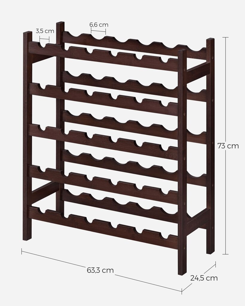 Viiniteline Songmics, 24,5x63,3x73 cm, ruskea hinta ja tiedot | Sisustustuotteet | hobbyhall.fi