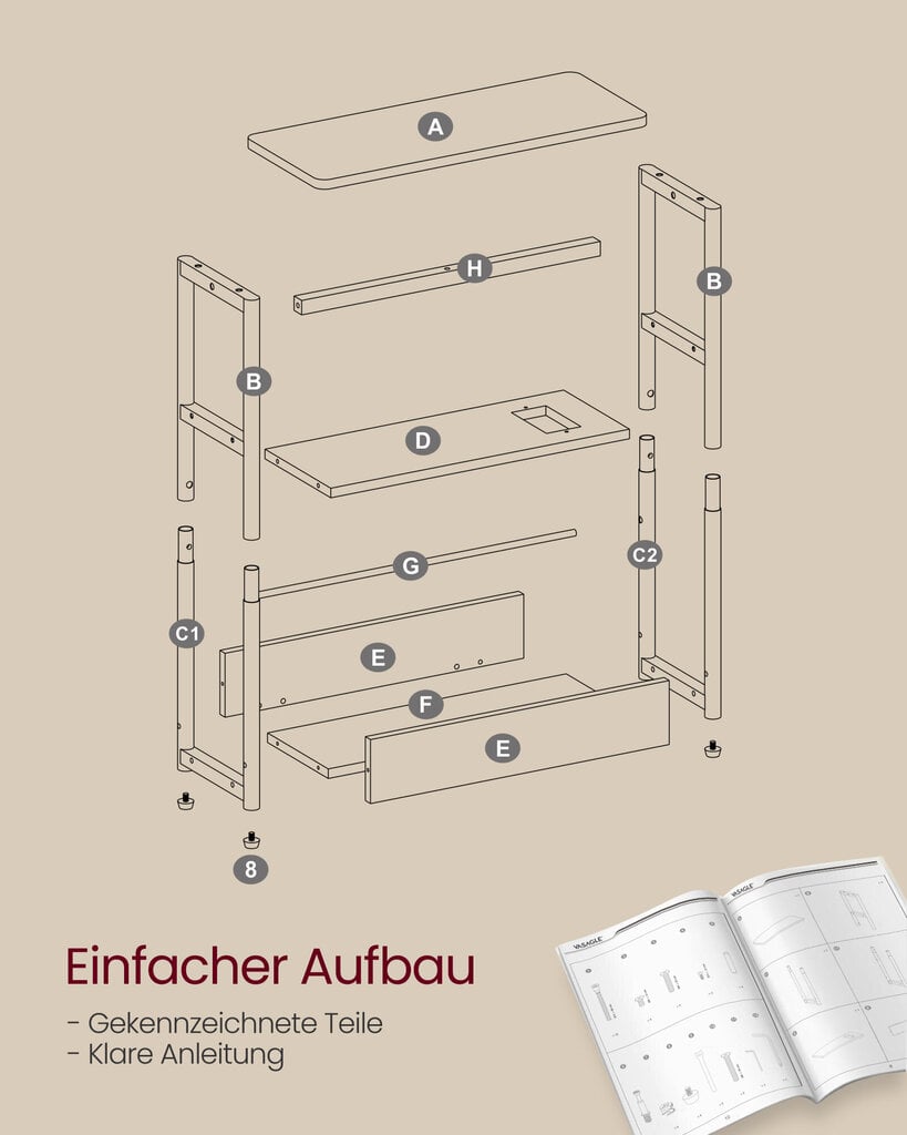 Sivupöytä Songmics, 18x45x58 cm, valkoinen hinta ja tiedot | Sivupöydät | hobbyhall.fi