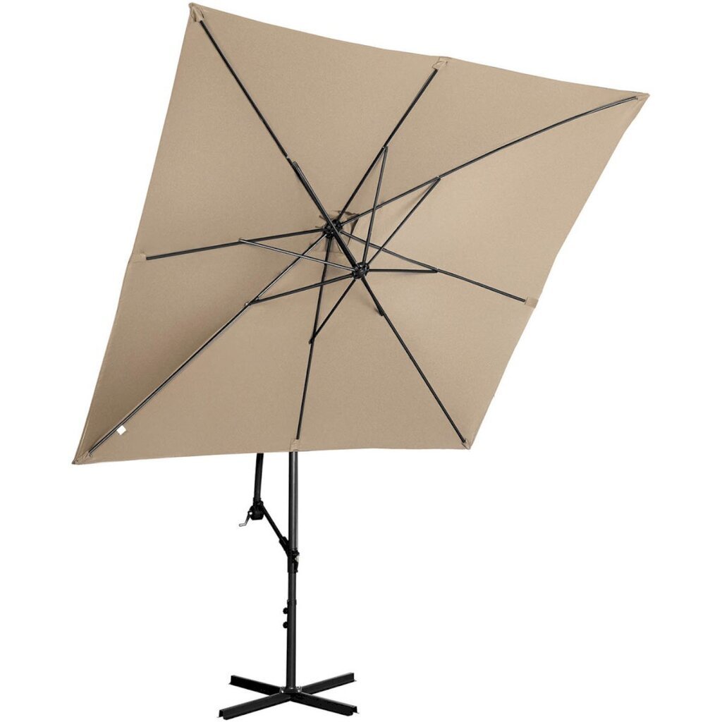 Nelikulmainen puutarhasateenvarjo, Uniprodo UNI_UMBRELLA_SQ250DG_N1, 250 cm. x 250 cm., harmaanruskea hinta ja tiedot | Aurinkovarjot ja markiisit | hobbyhall.fi