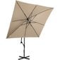 Nelikulmainen puutarhasateenvarjo, Uniprodo UNI_UMBRELLA_SQ250DG_N1, 250 cm. x 250 cm., harmaanruskea hinta ja tiedot | Aurinkovarjot ja markiisit | hobbyhall.fi