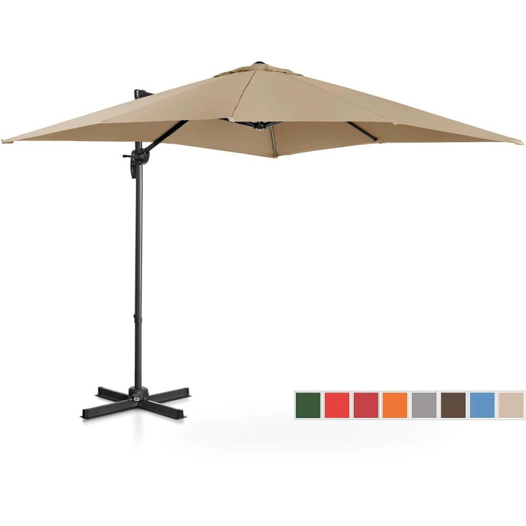 Nelikulmainen puutarhasateenvarjo, Uniprodo UNI_UMBRELLA_SQ250CR_N1, 250 cm. x 250 cm., harmaanruskea hinta ja tiedot | Aurinkovarjot ja markiisit | hobbyhall.fi