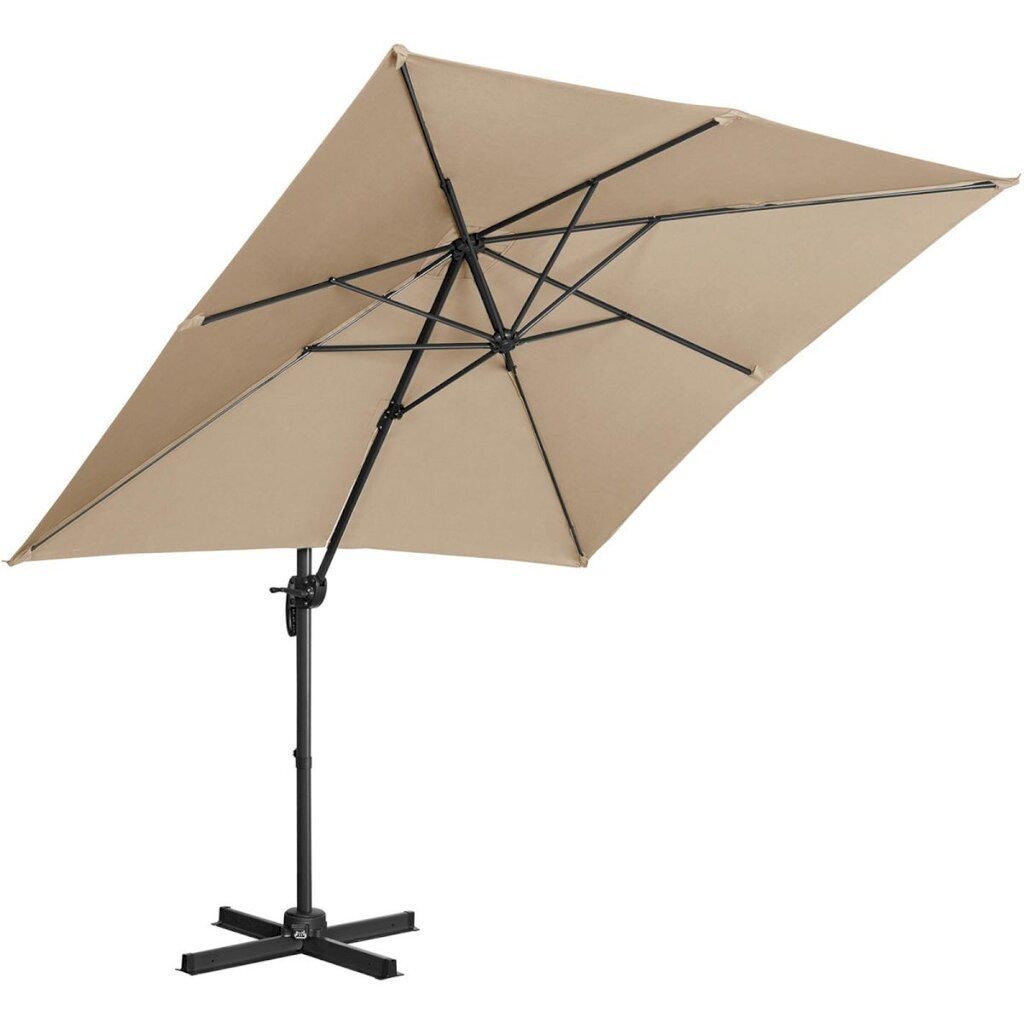 Nelikulmainen puutarhasateenvarjo, Uniprodo UNI_UMBRELLA_SQ250CR_N1, 250 cm. x 250 cm., harmaanruskea hinta ja tiedot | Aurinkovarjot ja markiisit | hobbyhall.fi