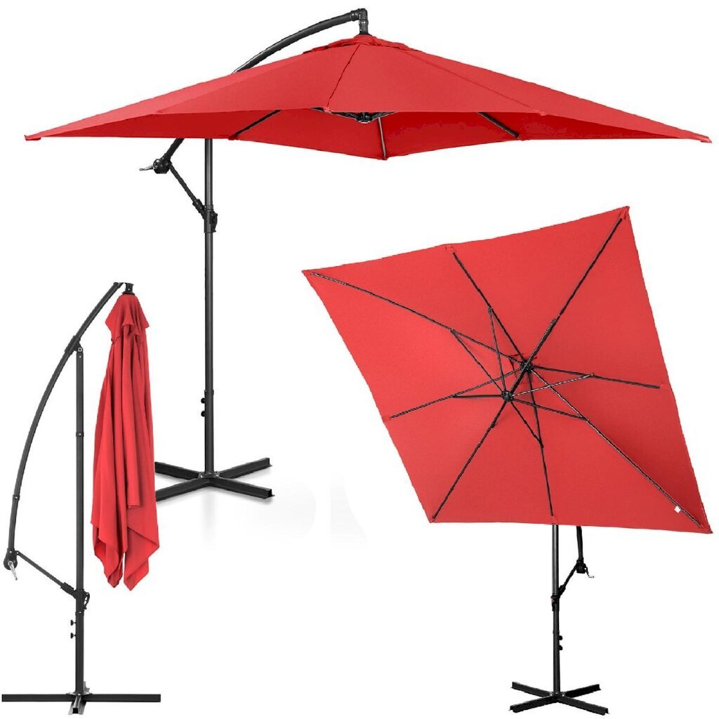 Nelikulmainen puutarhasateenvarjo, Uniprodo UNI_UMBRELLA_SQ250CR_N1, 250 cm. x 250 cm., punainen hinta ja tiedot | Aurinkovarjot ja markiisit | hobbyhall.fi