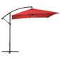 Nelikulmainen puutarhasateenvarjo, Uniprodo UNI_UMBRELLA_SQ250CR_N1, 250 cm. x 250 cm., punainen hinta ja tiedot | Aurinkovarjot ja markiisit | hobbyhall.fi