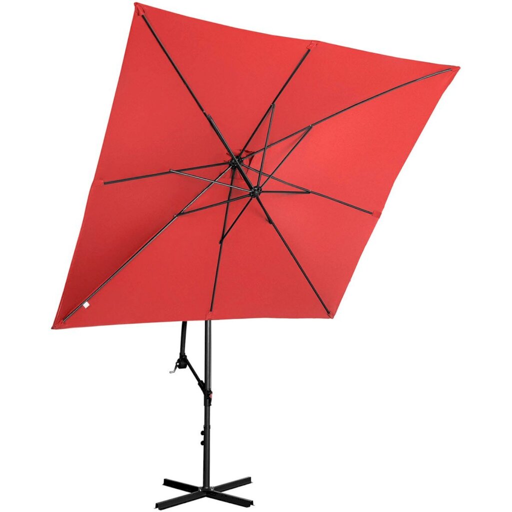 Nelikulmainen puutarhasateenvarjo, Uniprodo UNI_UMBRELLA_SQ250CR_N1, 250 cm. x 250 cm., punainen hinta ja tiedot | Aurinkovarjot ja markiisit | hobbyhall.fi