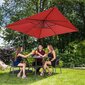 Nelikulmainen puutarhasateenvarjo, Uniprodo UNI_UMBRELLA_SQ250CR_N1, 250 cm. x 250 cm., punainen hinta ja tiedot | Aurinkovarjot ja markiisit | hobbyhall.fi