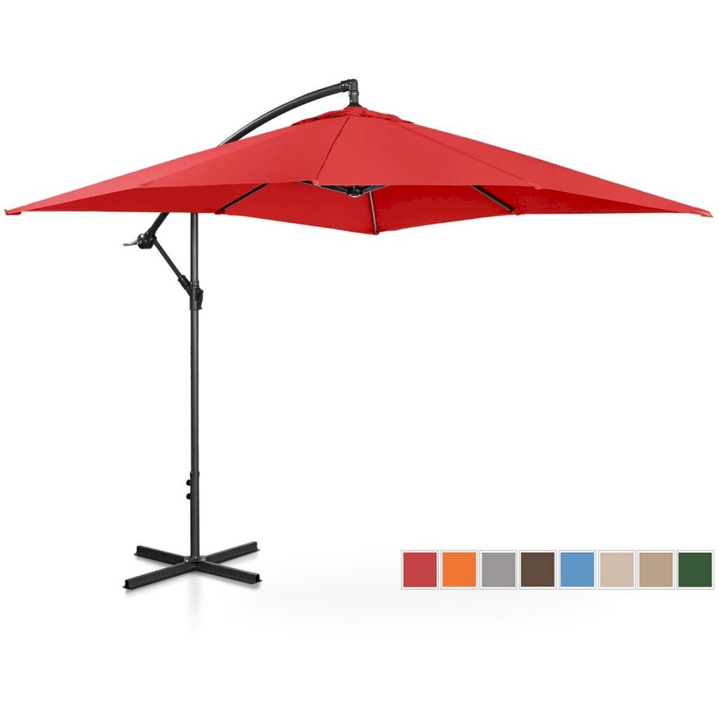 Nelikulmainen puutarhasateenvarjo, Uniprodo UNI_UMBRELLA_SQ250CR_N1, 250 cm. x 250 cm., punainen hinta ja tiedot | Aurinkovarjot ja markiisit | hobbyhall.fi