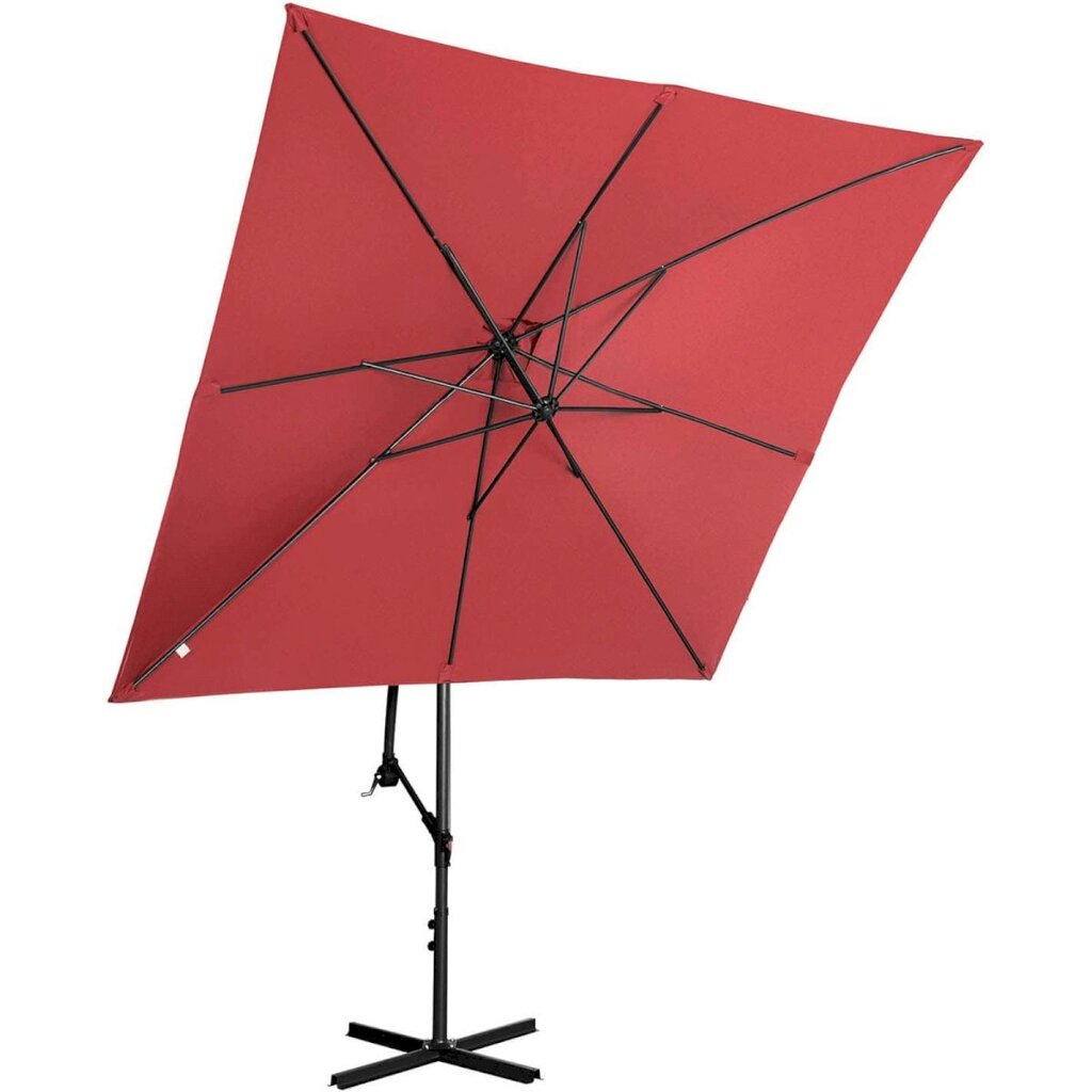 Nelikulmainen puutarhasateenvarjo, Uniprodo UNI_UMBRELLA_SQ250CR_N1, 250 cm. x 250 cm., viininpunainen hinta ja tiedot | Aurinkovarjot ja markiisit | hobbyhall.fi