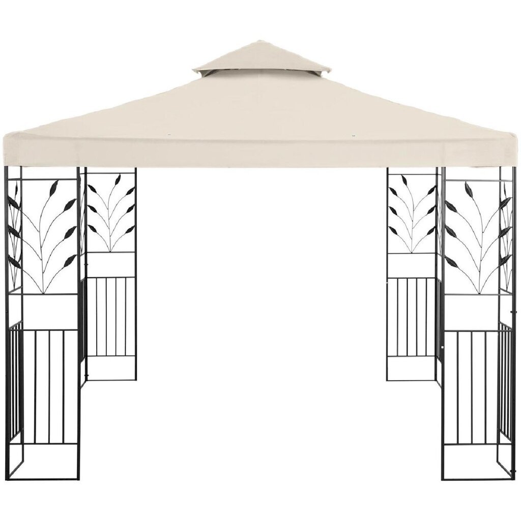 Puutarha huvimaja, jossa on kokoontaitettava katos ja koriste, Uniprodo UNI_PERGOLA_3X3T_U1, 3 m. x 3 m. x 2,6 m., vaalea kermanvärinen hinta ja tiedot | Puutarhapaviljongit | hobbyhall.fi