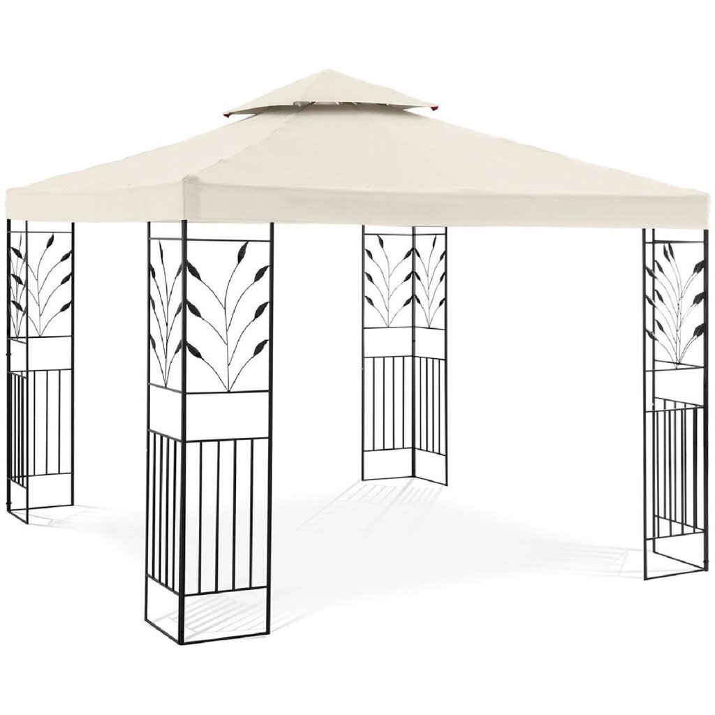 Puutarha huvimaja, jossa on kokoontaitettava katos ja koriste, Uniprodo UNI_PERGOLA_3X3T_U1, 3 m. x 3 m. x 2,6 m., vaalea kermanvärinen hinta ja tiedot | Puutarhapaviljongit | hobbyhall.fi