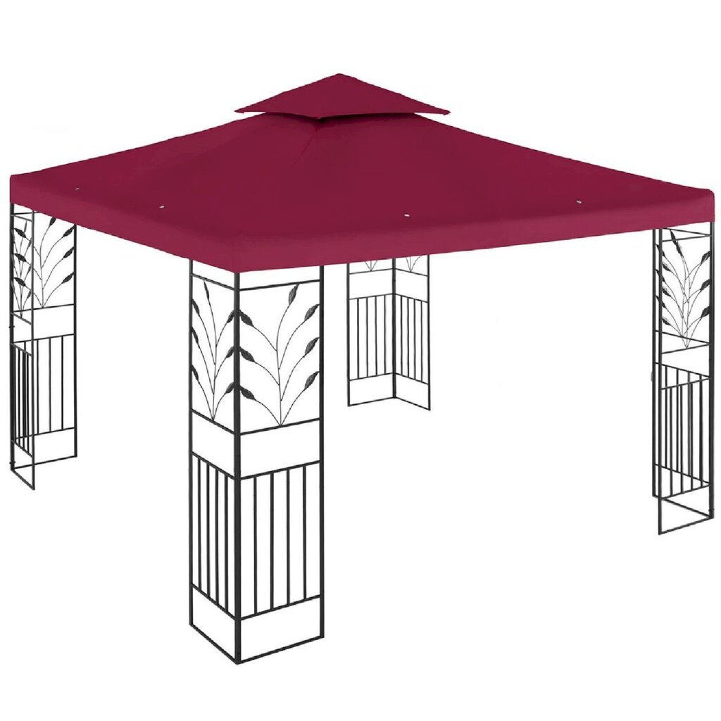 Puutarha-aitta, jossa on kokoontaitettava katos ja koriste, Uniprodo UNI_PERGOLA_3X3T_U1, 3 m. x 3 m. x 2,6 m., tummanpunainen. hinta ja tiedot | Puutarhapaviljongit | hobbyhall.fi