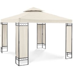 Puutarhapaviljonki, kokoontaitettava katos ja koriste, Uniprodo UNI_PERGOLA_3X3TF_U1, 3mx3mx2,6m, kermanvärinen hinta ja tiedot | Puutarhapaviljongit | hobbyhall.fi