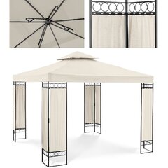 Puutarhapaviljonki, kokoontaitettava katos ja koriste, Uniprodo UNI_PERGOLA_3X3TF_U1, 3mx3mx2,6m, kermanvärinen hinta ja tiedot | Puutarhapaviljongit | hobbyhall.fi