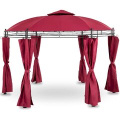 Taitettava pergolateltta seinillä, Uniprodo UNI_PERGOLA_3.5RE, halkaisija 3,5 m, tummanpunainen hinta ja tiedot | Puutarhapaviljongit | hobbyhall.fi