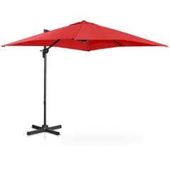 Nelikulmainen puutarhasateenvarjo sivukannattimella, Uniprodo UNI_UMBRELLA_2SQ250BL1, 250 cm. x 250 cm., punainen hinta ja tiedot | Aurinkovarjot ja markiisit | hobbyhall.fi